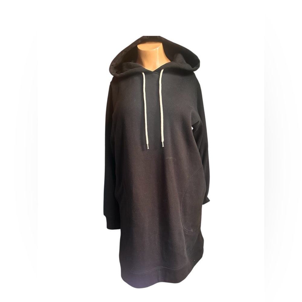 Gap Black Hoodie Dress with White Drawstrings